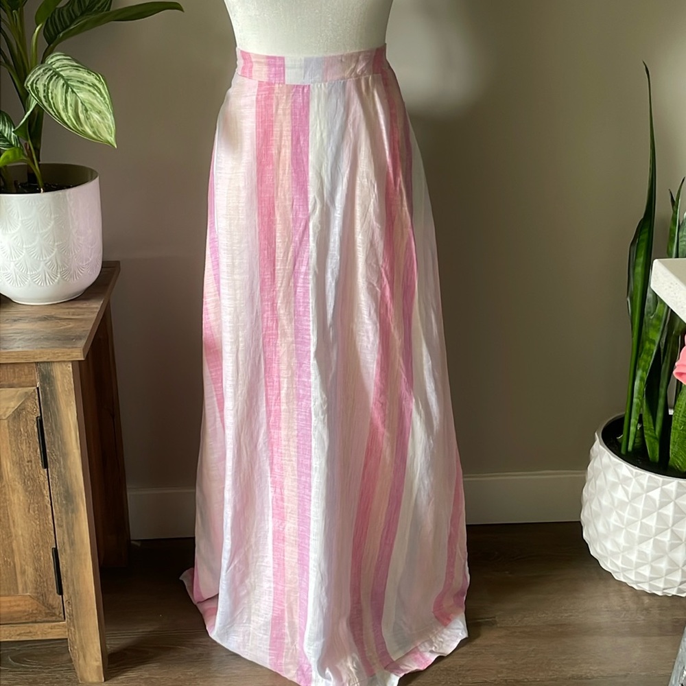 Striped Linen Maxi Skirt